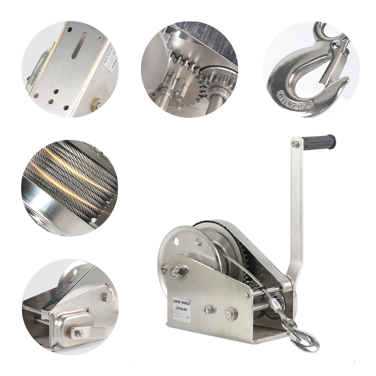Stainless steel hand winch details